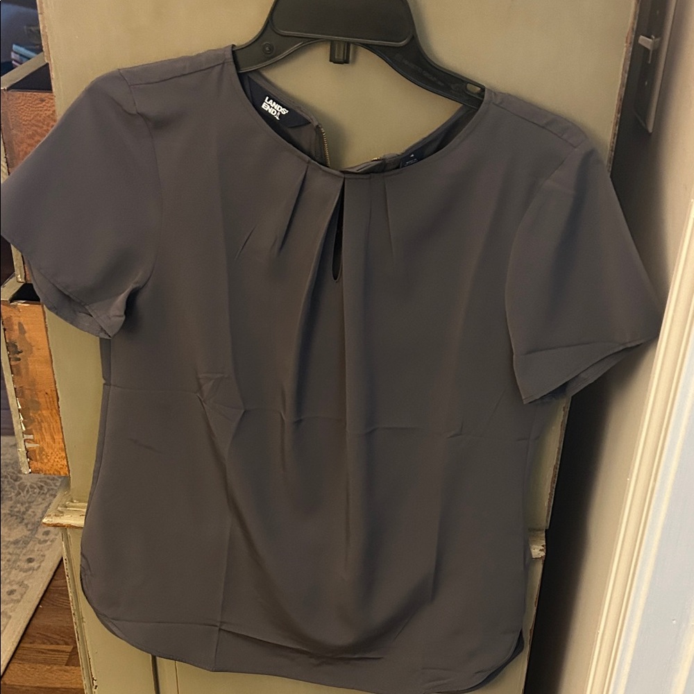 L.L. Bean Gray Short Sleeve Blouse